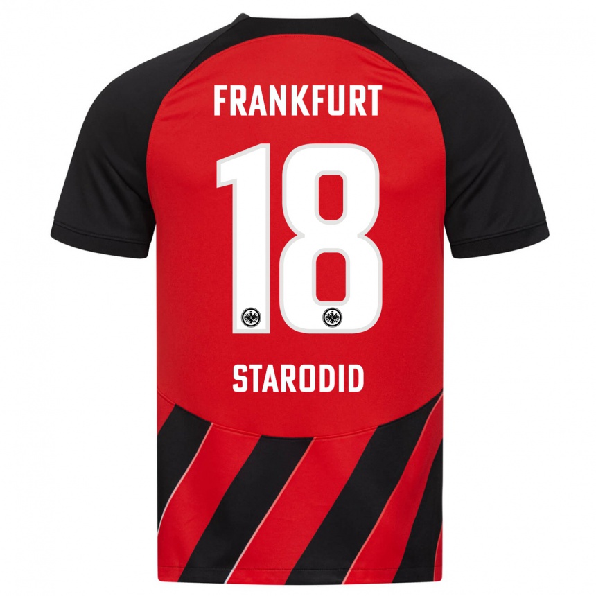 Kids Football Daniel Starodid #18 Red Black Home Jersey 2023/24 T-Shirt Canada