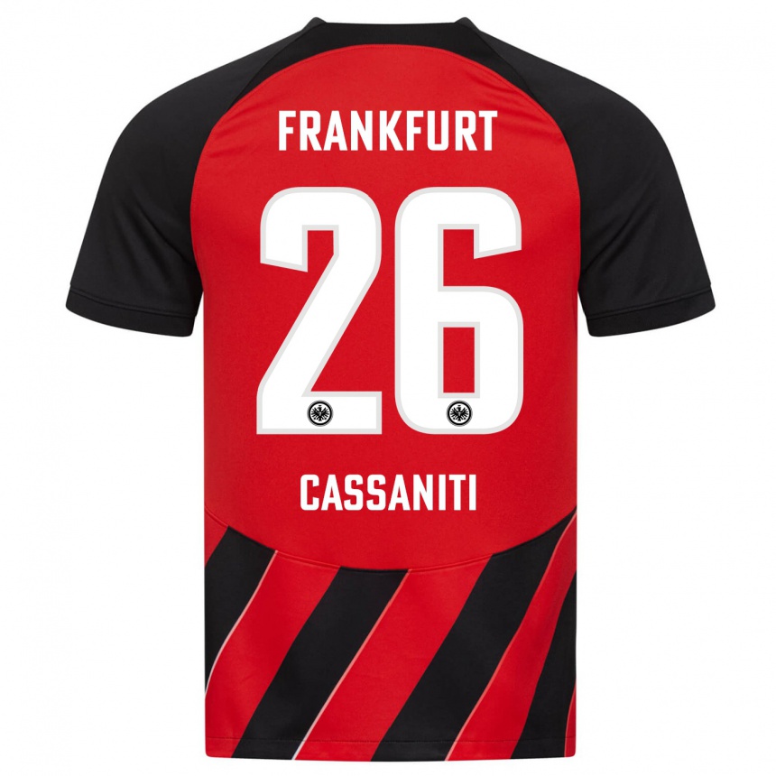 Kids Football Nino Cassaniti #26 Red Black Home Jersey 2023/24 T-Shirt Canada