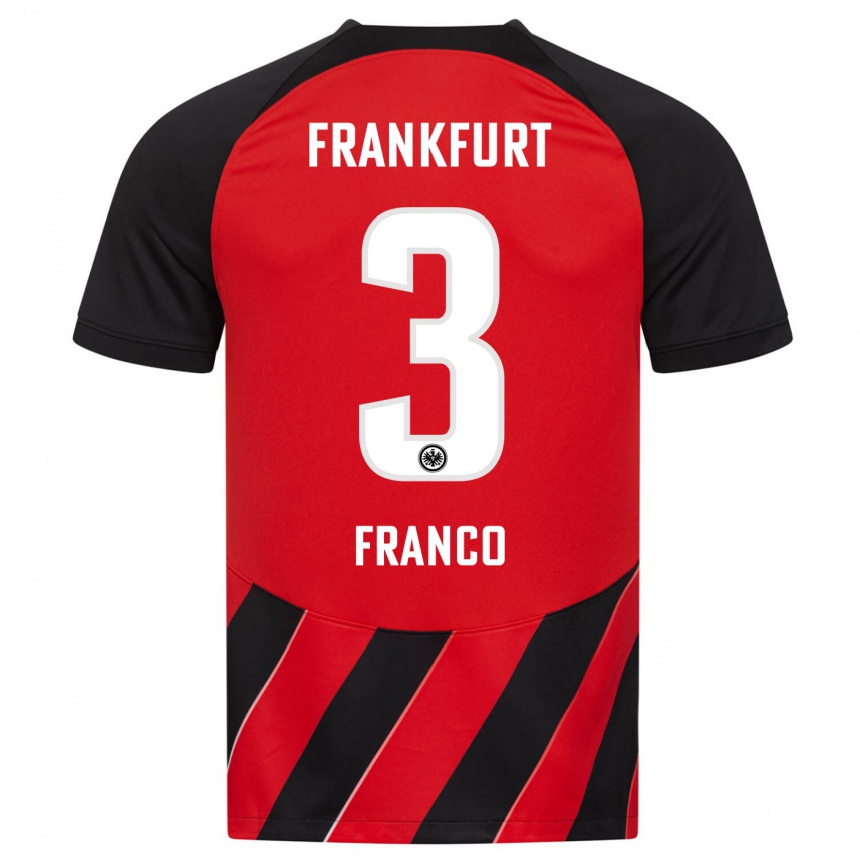 Kids Football Giuseppe Franco #3 Red Black Home Jersey 2023/24 T-Shirt Canada