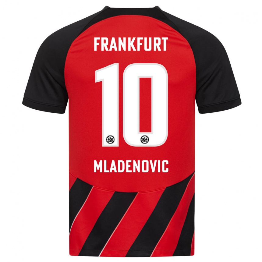 Kids Football Marko Mladenovic #10 Red Black Home Jersey 2023/24 T-Shirt Canada