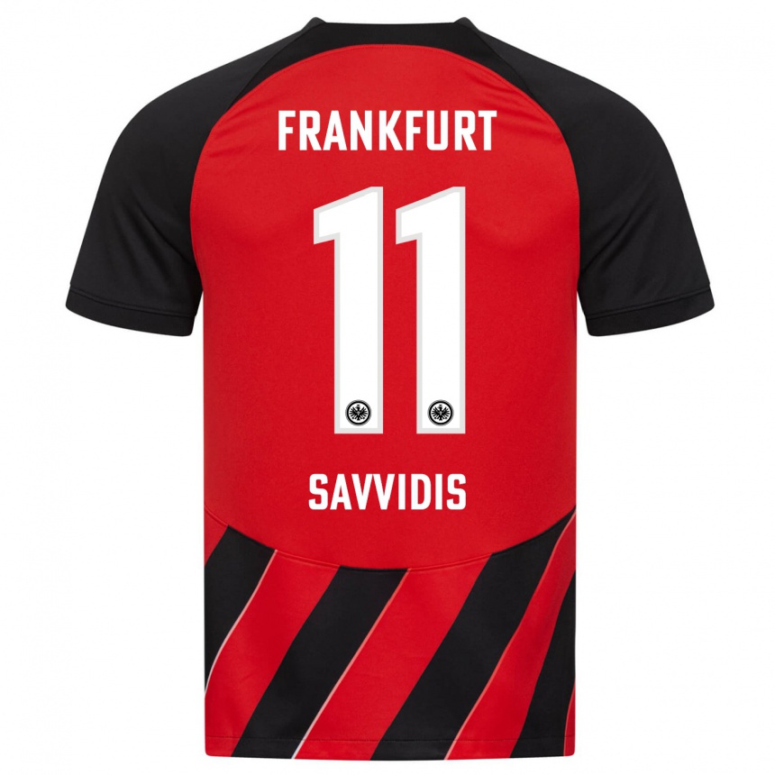 Kids Football Rafail Savvidis #11 Red Black Home Jersey 2023/24 T-Shirt Canada