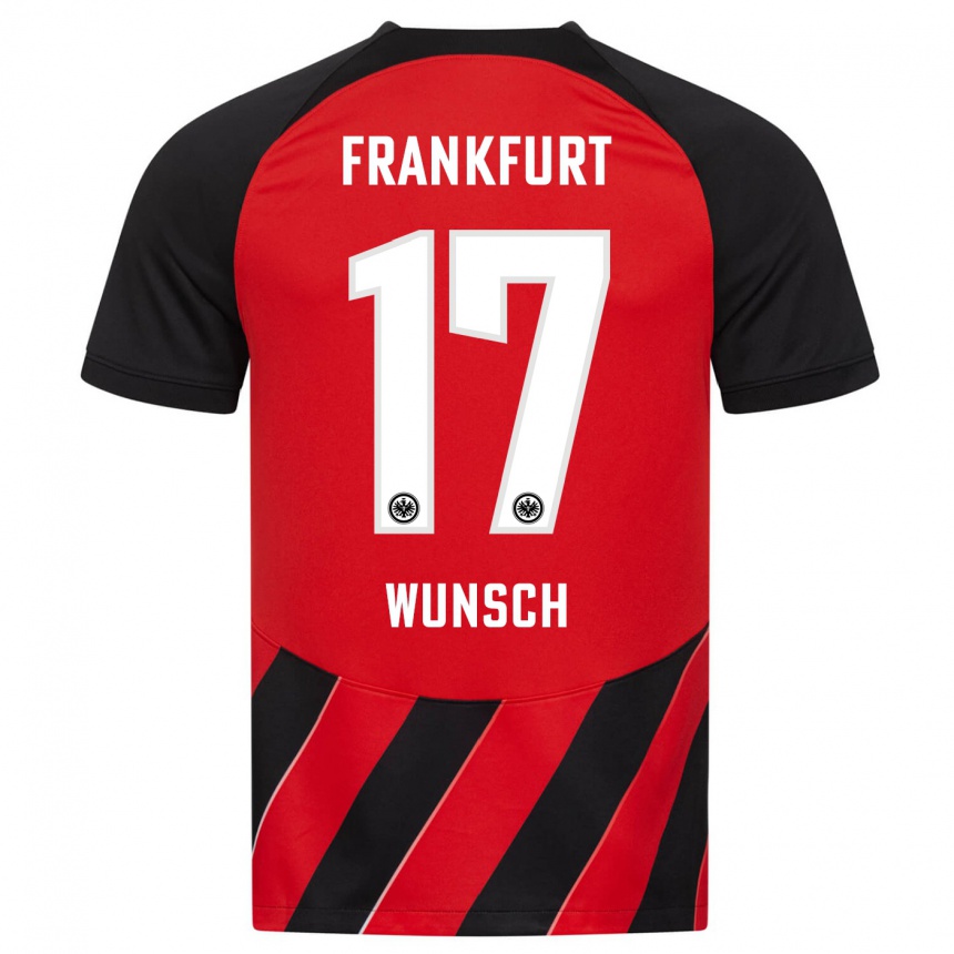 Kids Football Paul Wünsch #17 Red Black Home Jersey 2023/24 T-Shirt Canada