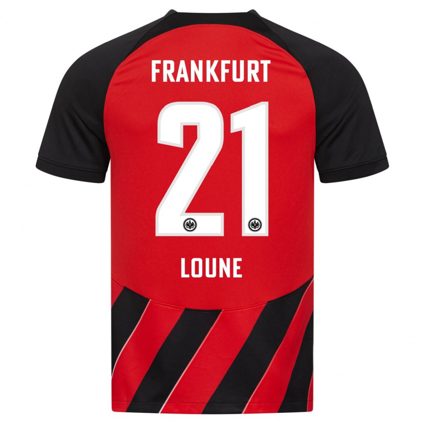 Kids Football Adam Loune #21 Red Black Home Jersey 2023/24 T-Shirt Canada