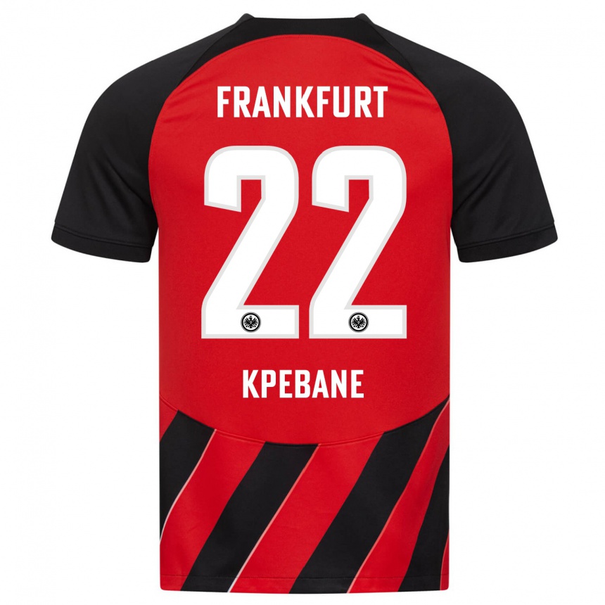 Kids Football Tamiou Kpebane #22 Red Black Home Jersey 2023/24 T-Shirt Canada