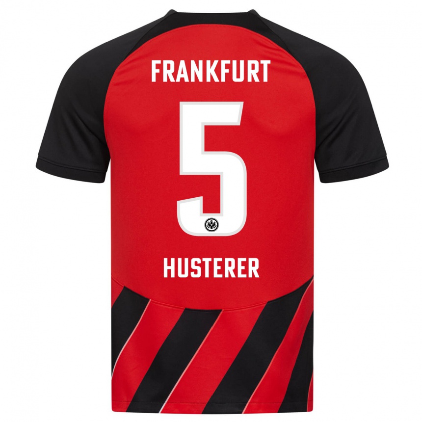 Kids Football Lean Husterer #5 Red Black Home Jersey 2023/24 T-Shirt Canada