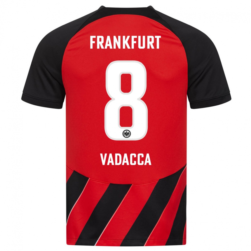 Enfant Football Maillot Gianni Vadacca #8 Rouge Noir Tenues Domicile 2023/24 Canada