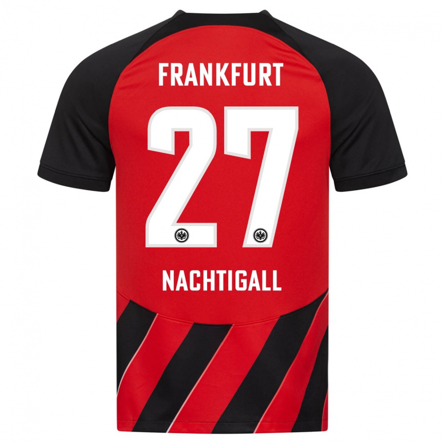 Kids Football Sophie Nachtigall #27 Red Black Home Jersey 2023/24 T-Shirt Canada