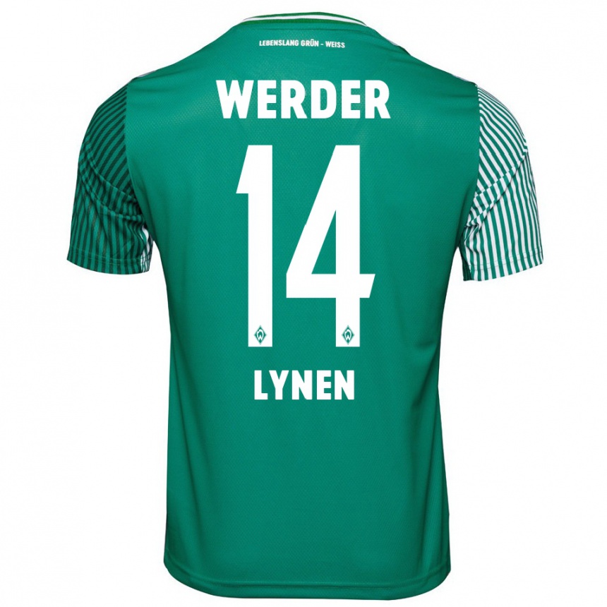 Kids Football Senne Lynen #14 Green Home Jersey 2023/24 T-Shirt Canada