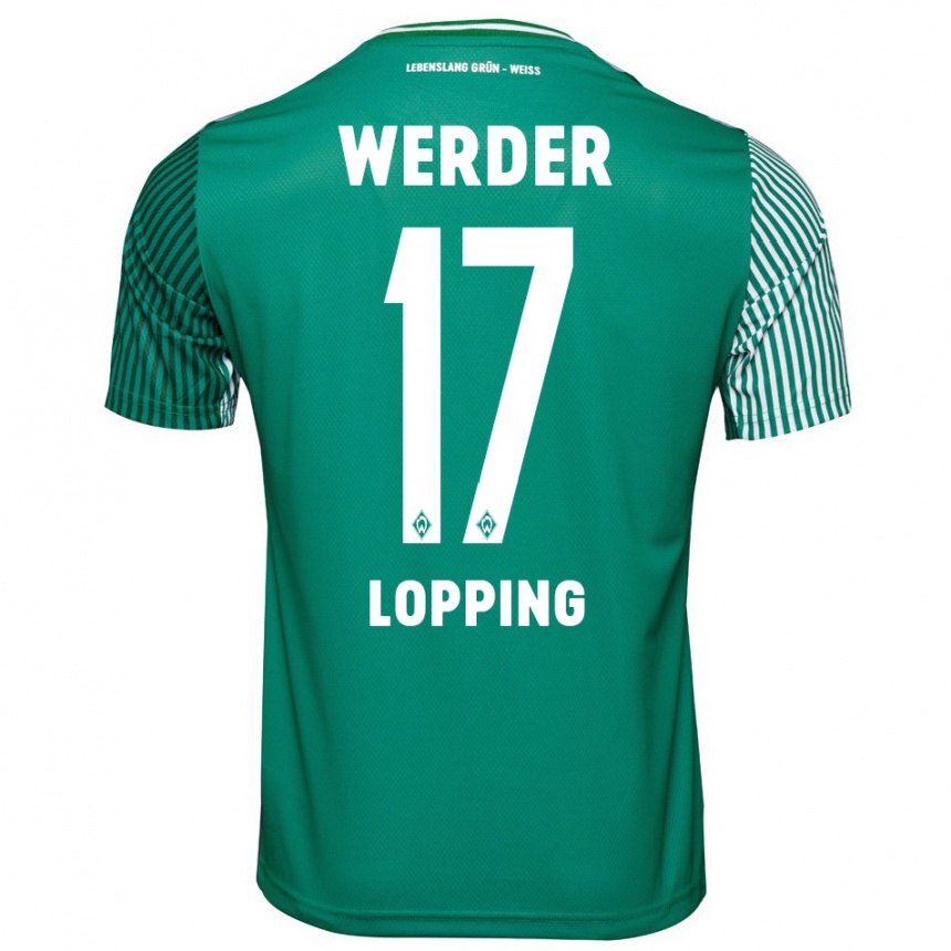 Kids Football Jakob Löpping #17 Green Home Jersey 2023/24 T-Shirt Canada