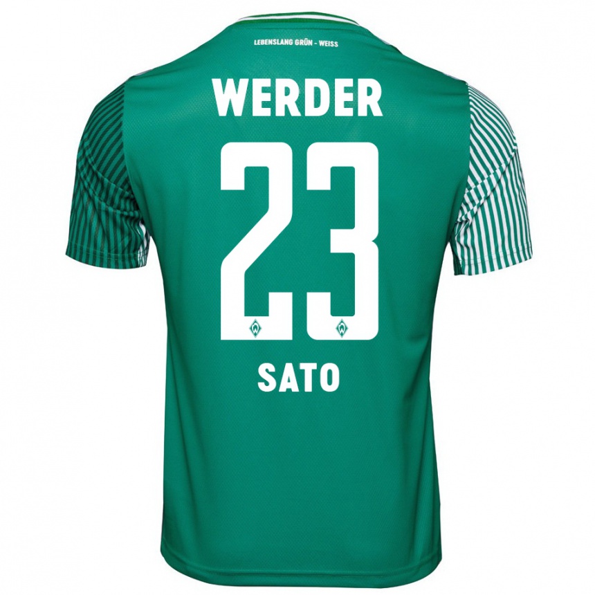 Kids Football Kein Sato #23 Green Home Jersey 2023/24 T-Shirt Canada