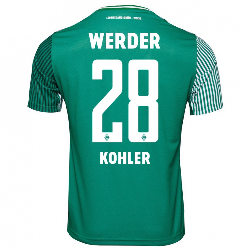 Enfant Football Maillot Ethan Kohler #28 Vert Tenues Domicile 2023/24 Canada