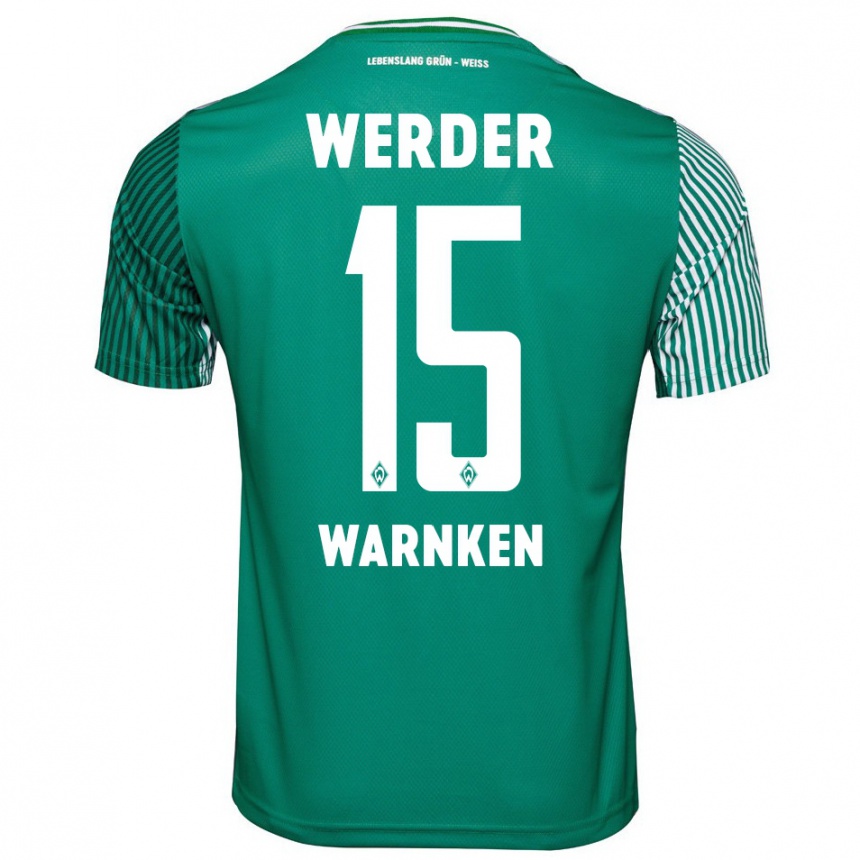 Kids Football Jannes Warnken #15 Green Home Jersey 2023/24 T-Shirt Canada