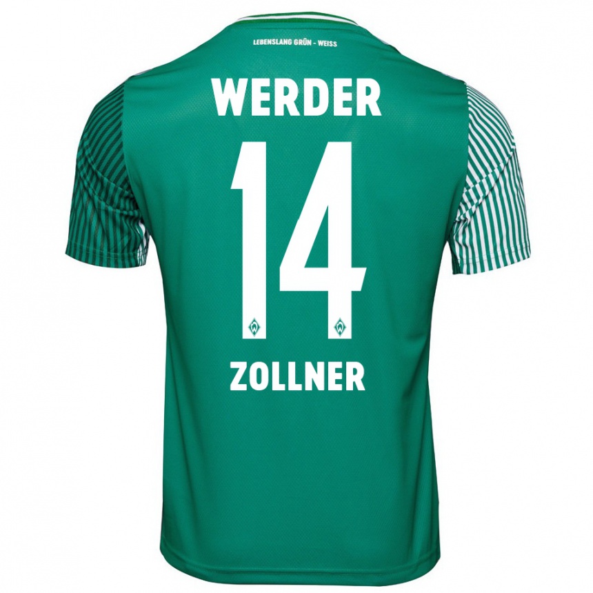 Enfant Football Maillot Adrian Zollner #14 Vert Tenues Domicile 2023/24 Canada