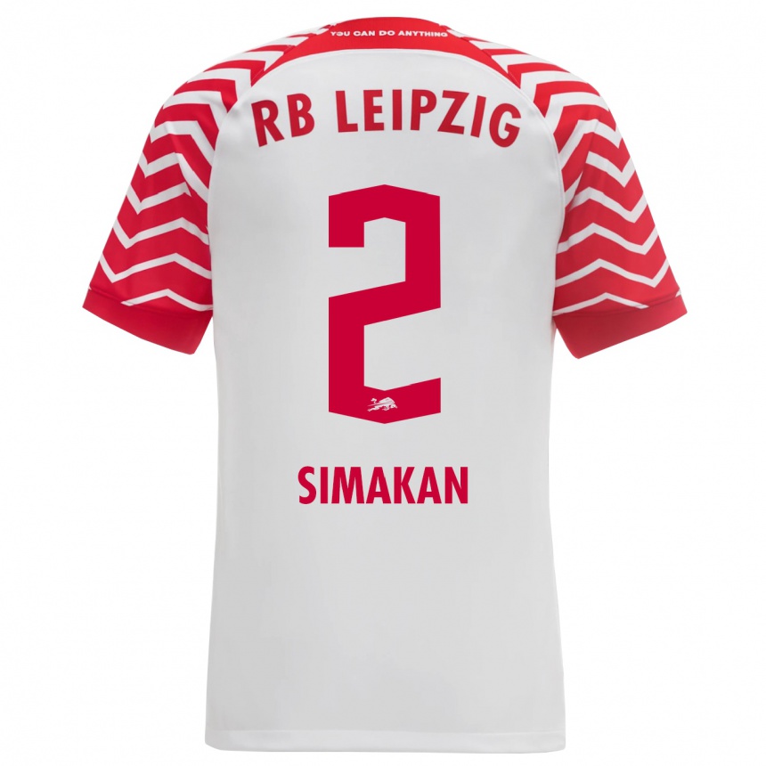 Kids Football Mohamed Simakan #2 White Home Jersey 2023/24 T-Shirt Canada