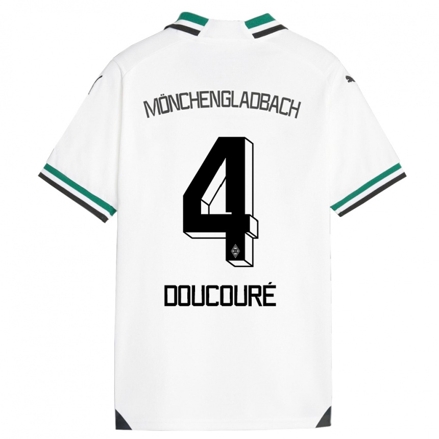 Kids Football Mamadou Doucouré #4 White Green Home Jersey 2023/24 T-Shirt Canada