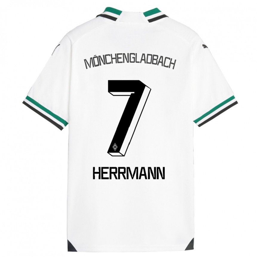 Kids Football Patrick Herrmann #7 White Green Home Jersey 2023/24 T-Shirt Canada