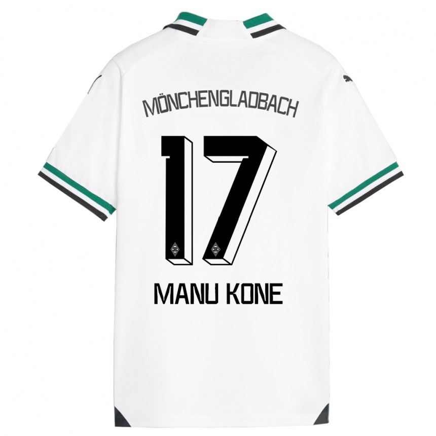 Kids Football Manu Koné #17 White Green Home Jersey 2023/24 T-Shirt Canada