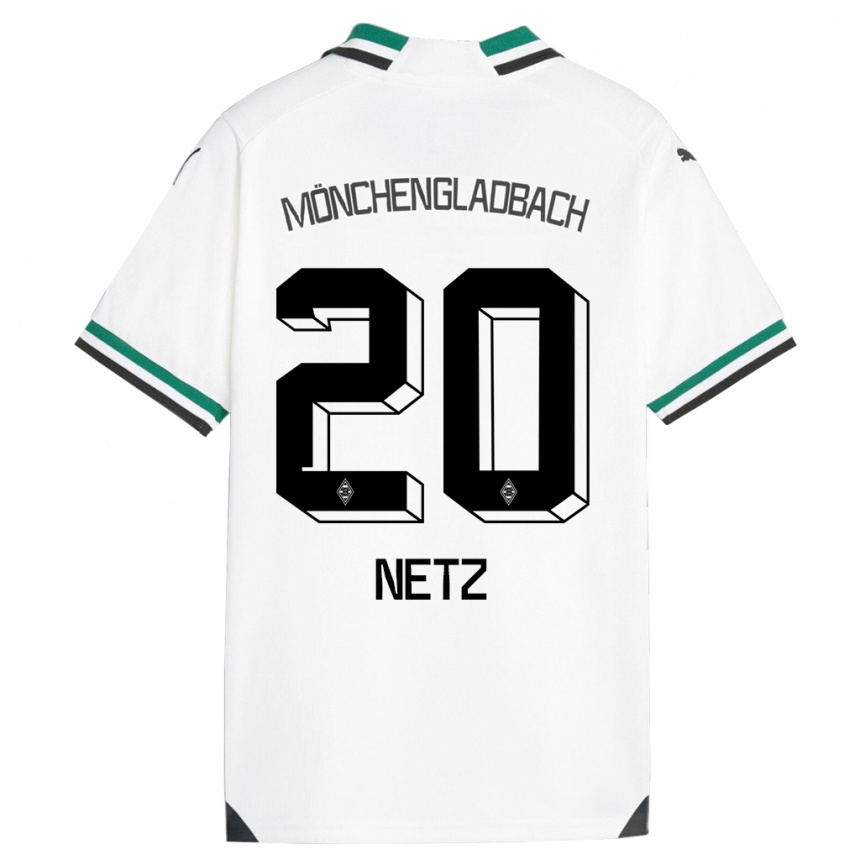 Kids Football Luca Netz #20 White Green Home Jersey 2023/24 T-Shirt Canada