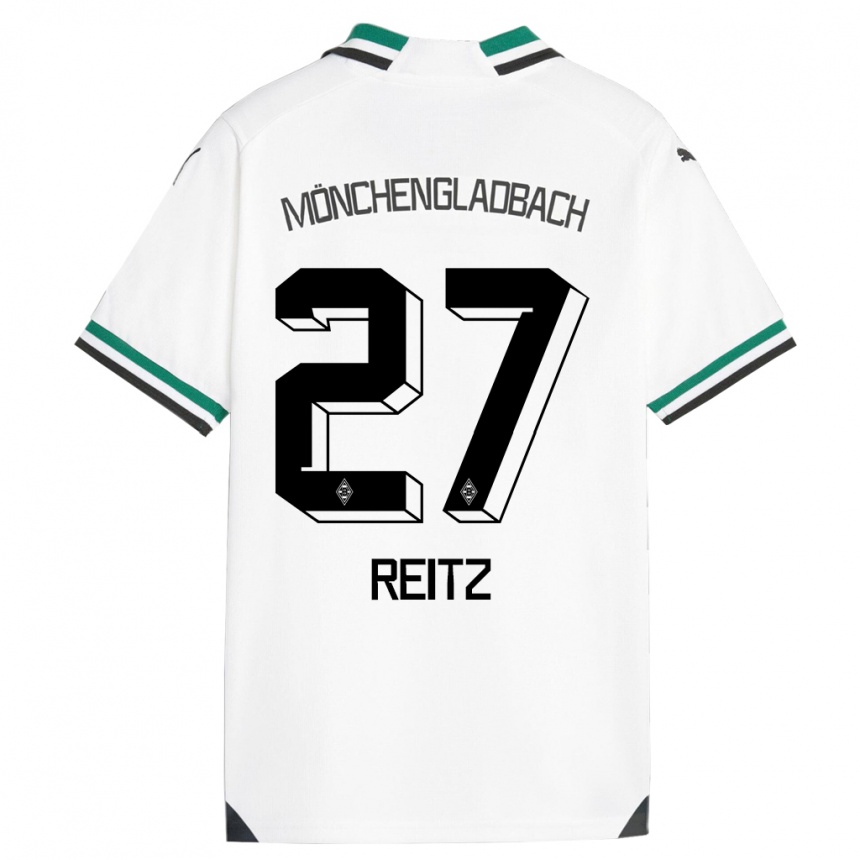 Kids Football Rocco Reitz #27 White Green Home Jersey 2023/24 T-Shirt Canada