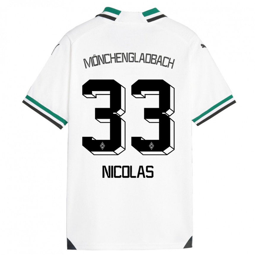 Kids Football Moritz Nicolas #33 White Green Home Jersey 2023/24 T-Shirt Canada