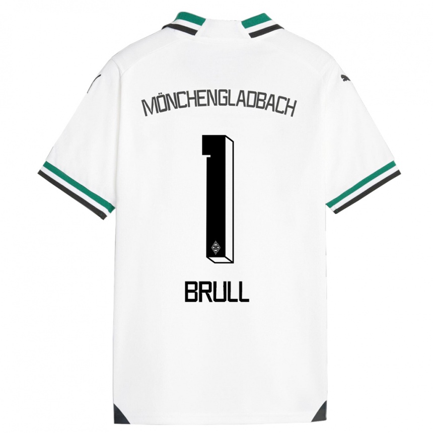 Kids Football Maximilian Brüll #1 White Green Home Jersey 2023/24 T-Shirt Canada