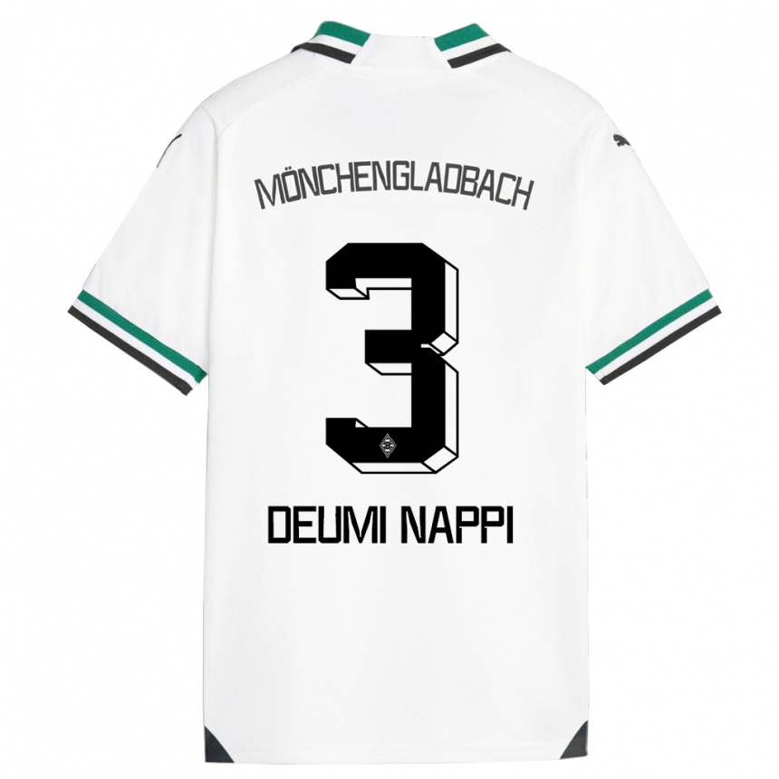 Kids Football Dimitrie Deumi Nappi #3 White Green Home Jersey 2023/24 T-Shirt Canada