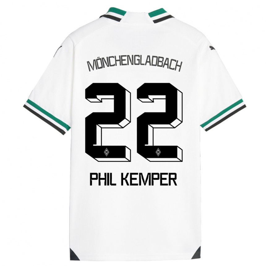 Kids Football Phil Kemper #22 White Green Home Jersey 2023/24 T-Shirt Canada