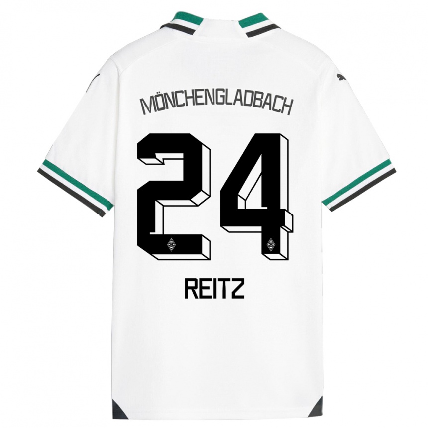 Kids Football Tony Reitz #24 White Green Home Jersey 2023/24 T-Shirt Canada