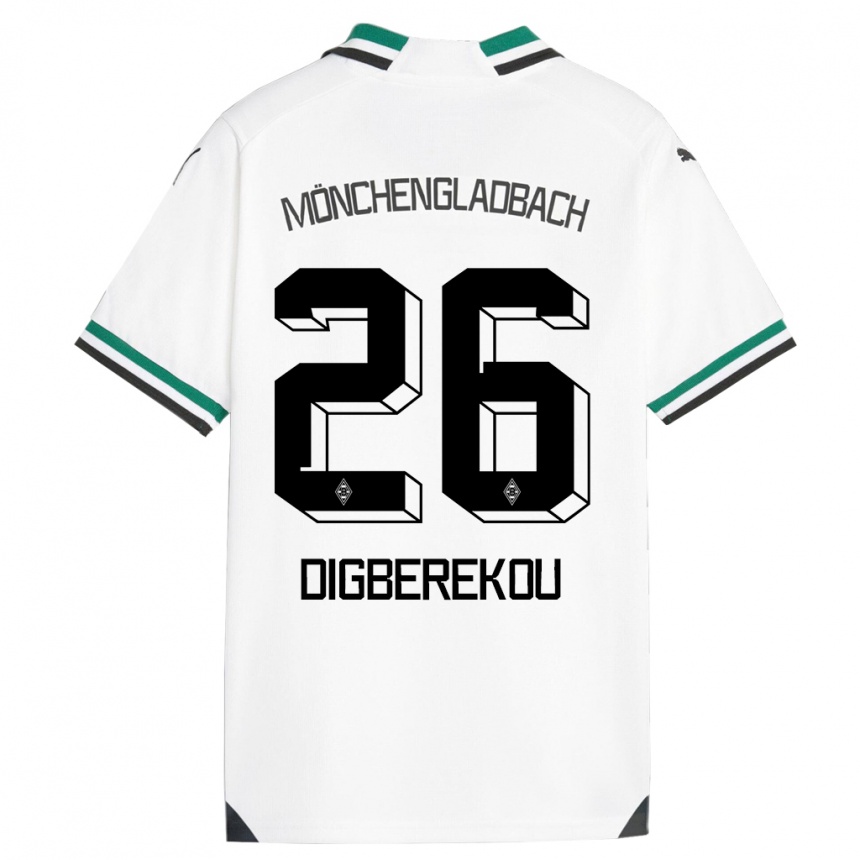 Kids Football Ibrahim Digberekou #26 White Green Home Jersey 2023/24 T-Shirt Canada