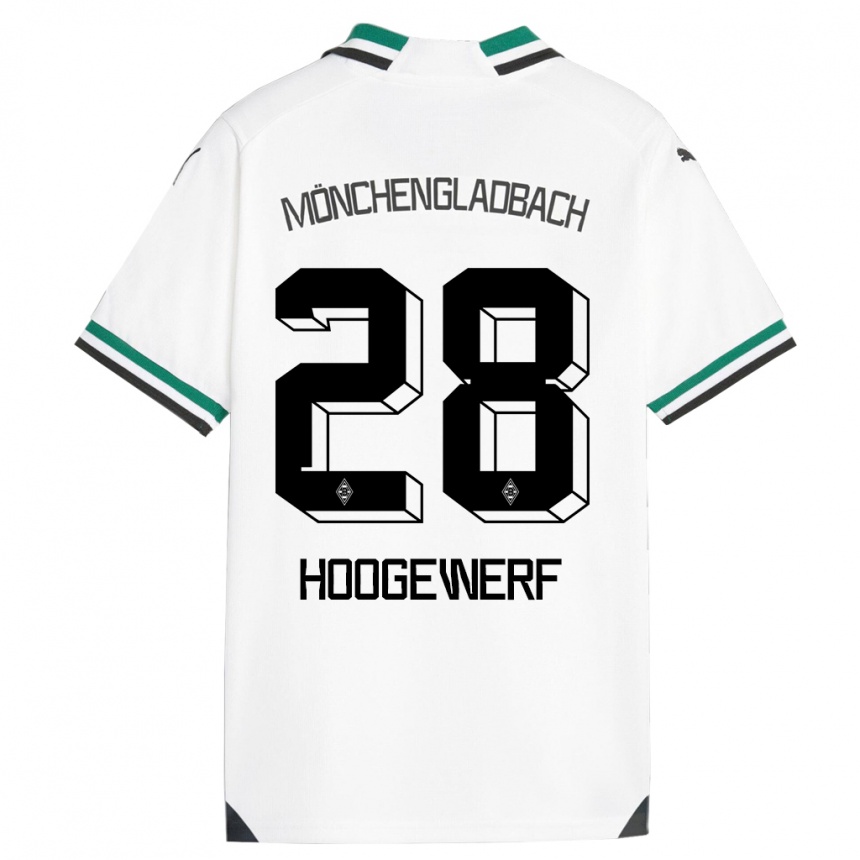 Kids Football Dillon Hoogewerf #28 White Green Home Jersey 2023/24 T-Shirt Canada