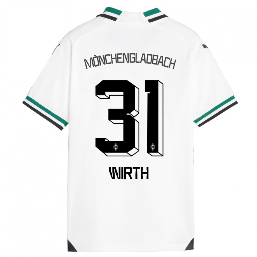 Kids Football Linus Wirth #31 White Green Home Jersey 2023/24 T-Shirt Canada