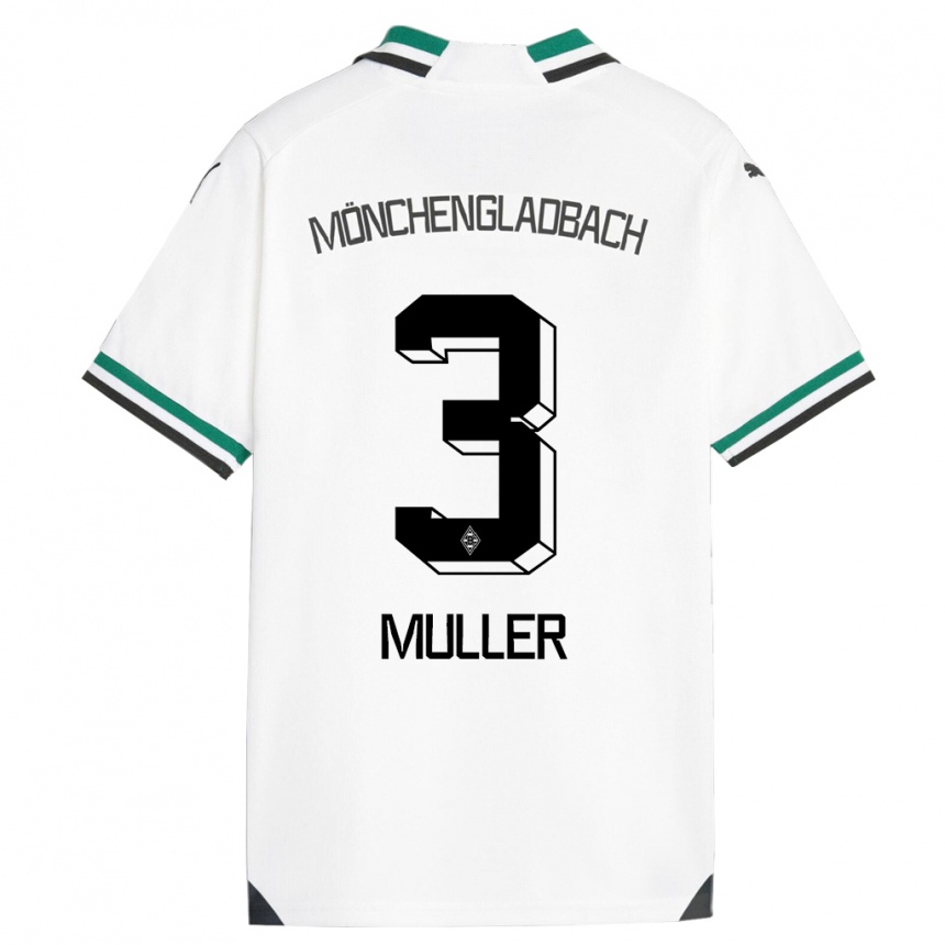 Kids Football Barbara Müller #3 White Green Home Jersey 2023/24 T-Shirt Canada