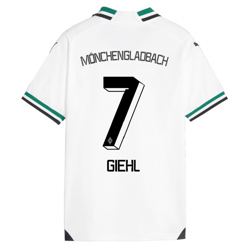 Kids Football Madita Giehl #7 White Green Home Jersey 2023/24 T-Shirt Canada