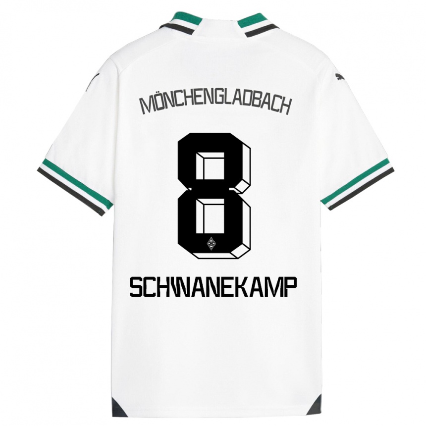 Kids Football Jana Schwanekamp #8 White Green Home Jersey 2023/24 T-Shirt Canada