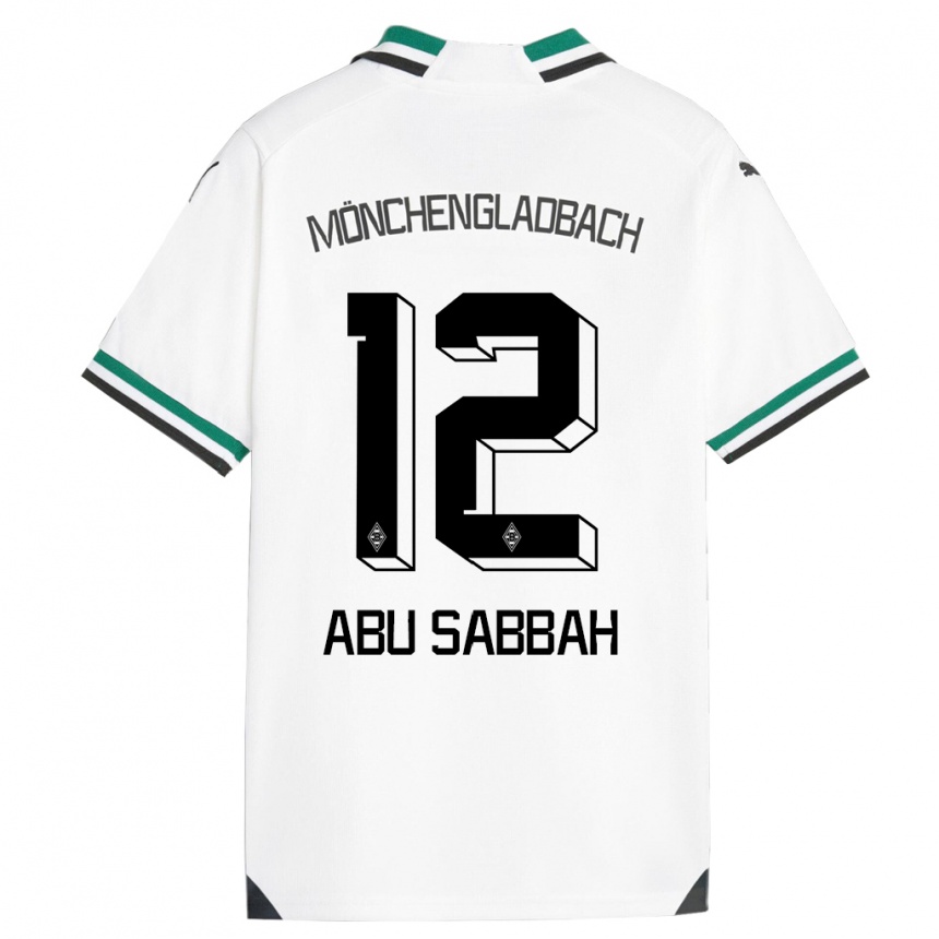 Kids Football Sarah Abu Sabbah #12 White Green Home Jersey 2023/24 T-Shirt Canada