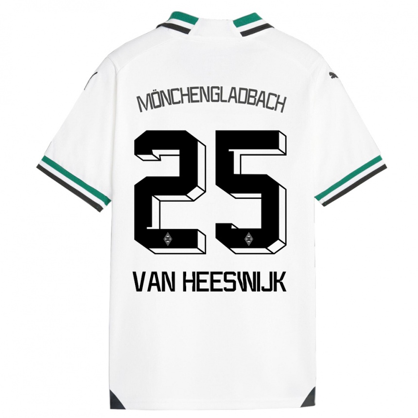 Kids Football Amber Van Heeswijk #25 White Green Home Jersey 2023/24 T-Shirt Canada