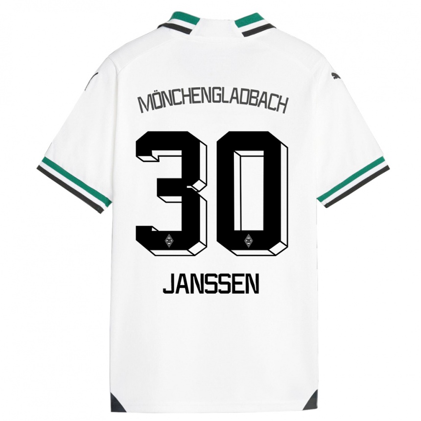 Kids Football Annalena Janssen #30 White Green Home Jersey 2023/24 T-Shirt Canada