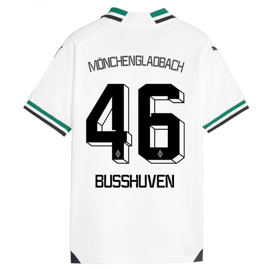 Kids Football Alina Busshuven #46 White Green Home Jersey 2023/24 T-Shirt Canada