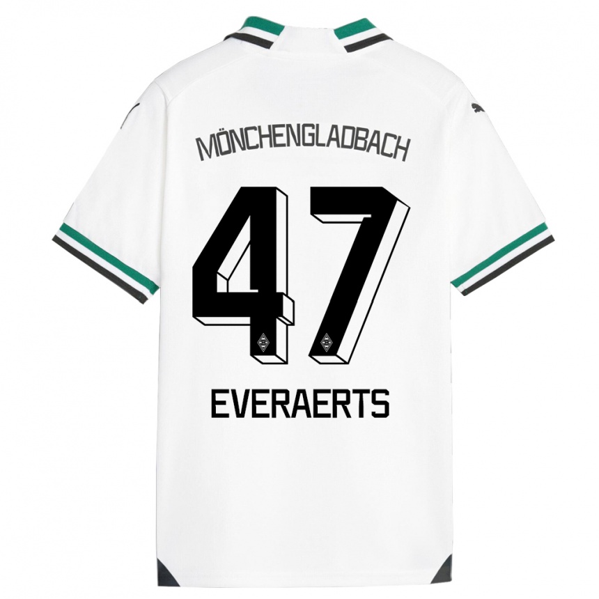 Kids Football Kim Everaerts #47 White Green Home Jersey 2023/24 T-Shirt Canada