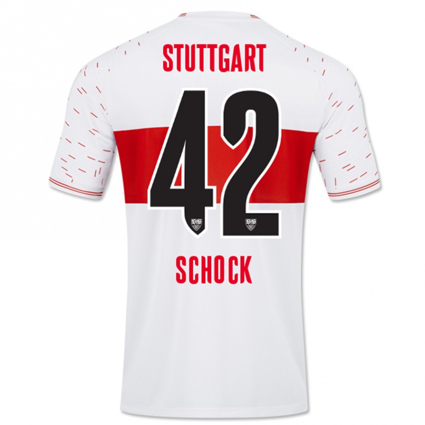 Kids Football Florian Schock #42 White Home Jersey 2023/24 T-Shirt Canada