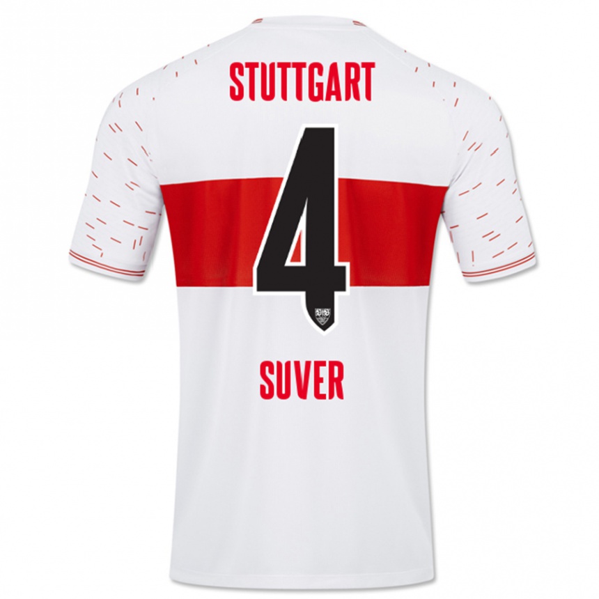 Kids Football Jakov Suver #4 White Home Jersey 2023/24 T-Shirt Canada