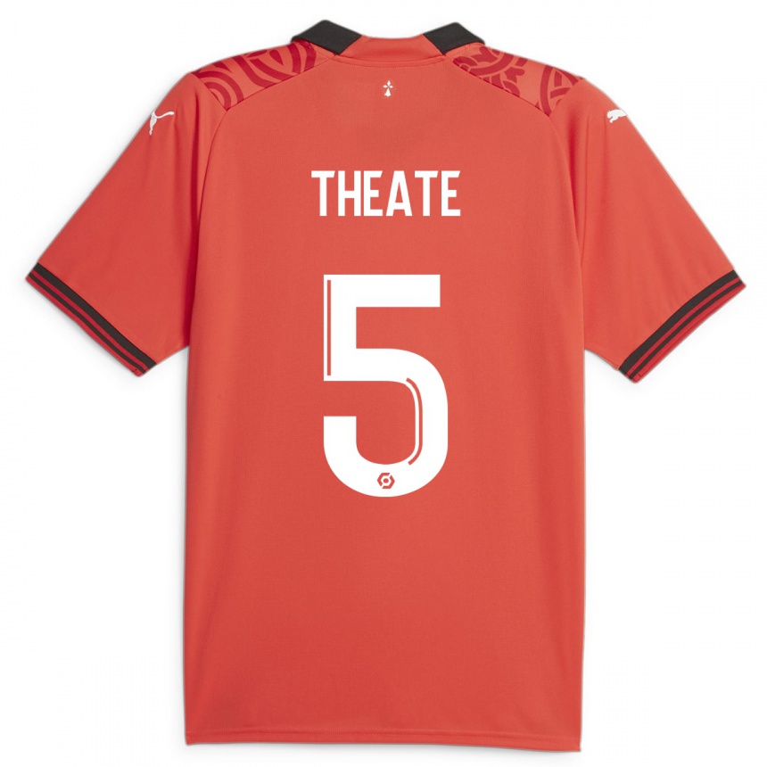 Kids Football Arthur Theate #5 Red Home Jersey 2023/24 T-Shirt Canada