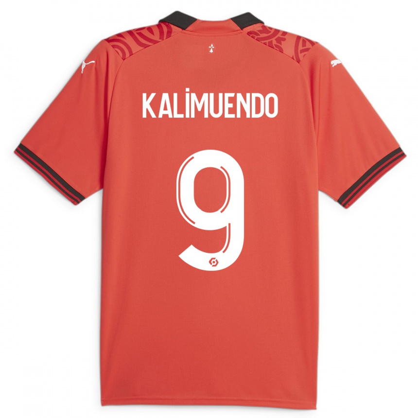 Kids Football Arnaud Kalimuendo #9 Red Home Jersey 2023/24 T-Shirt Canada