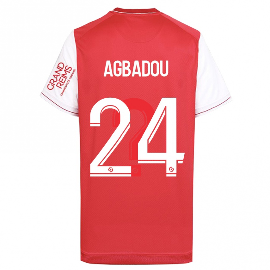 Kids Football Emmanuel Agbadou #24 Red Home Jersey 2023/24 T-Shirt Canada