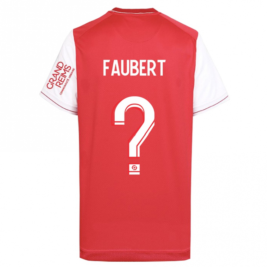 Kids Football Noam Faubert #0 Red Home Jersey 2023/24 T-Shirt Canada