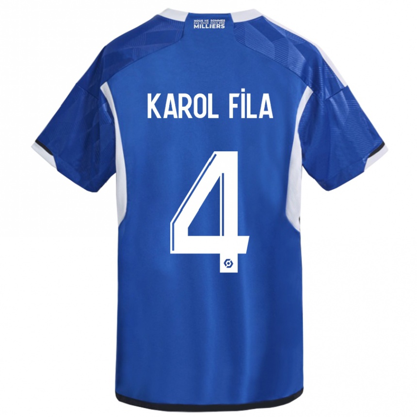 Enfant Football Maillot Karol Fila #4 Bleu Tenues Domicile 2023/24 Canada