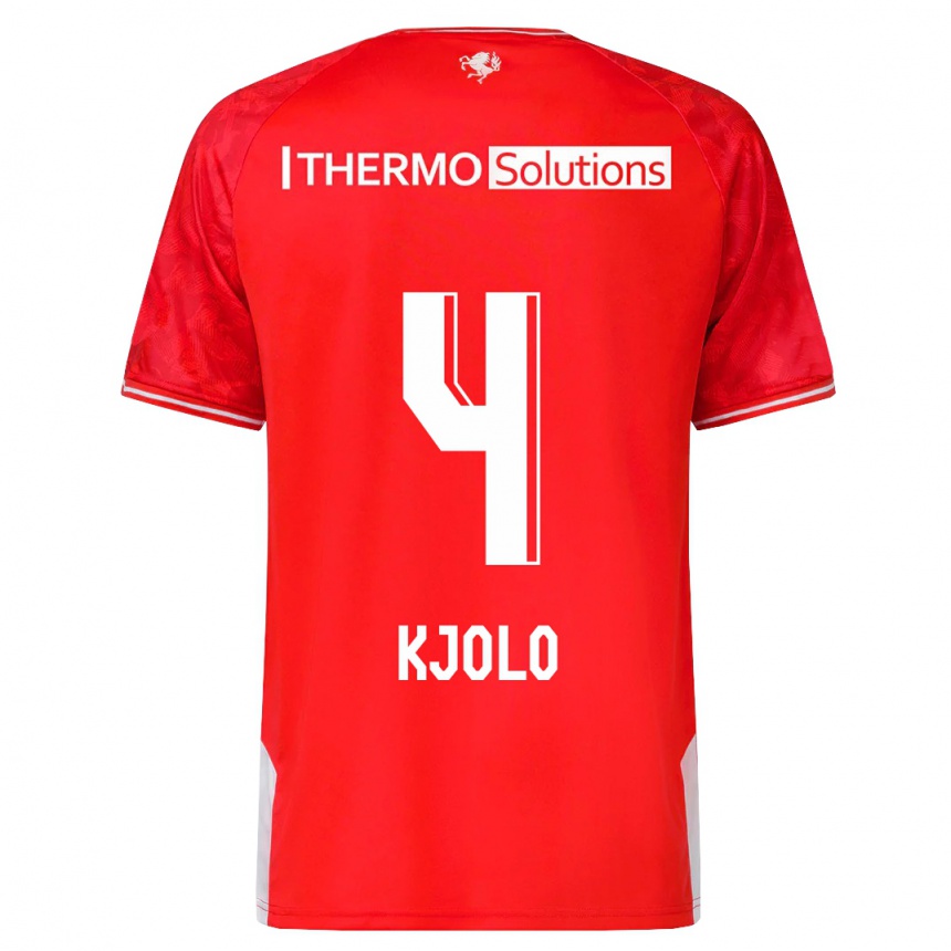 Kids Football Mathias Kjølø #4 Red Home Jersey 2023/24 T-Shirt Canada