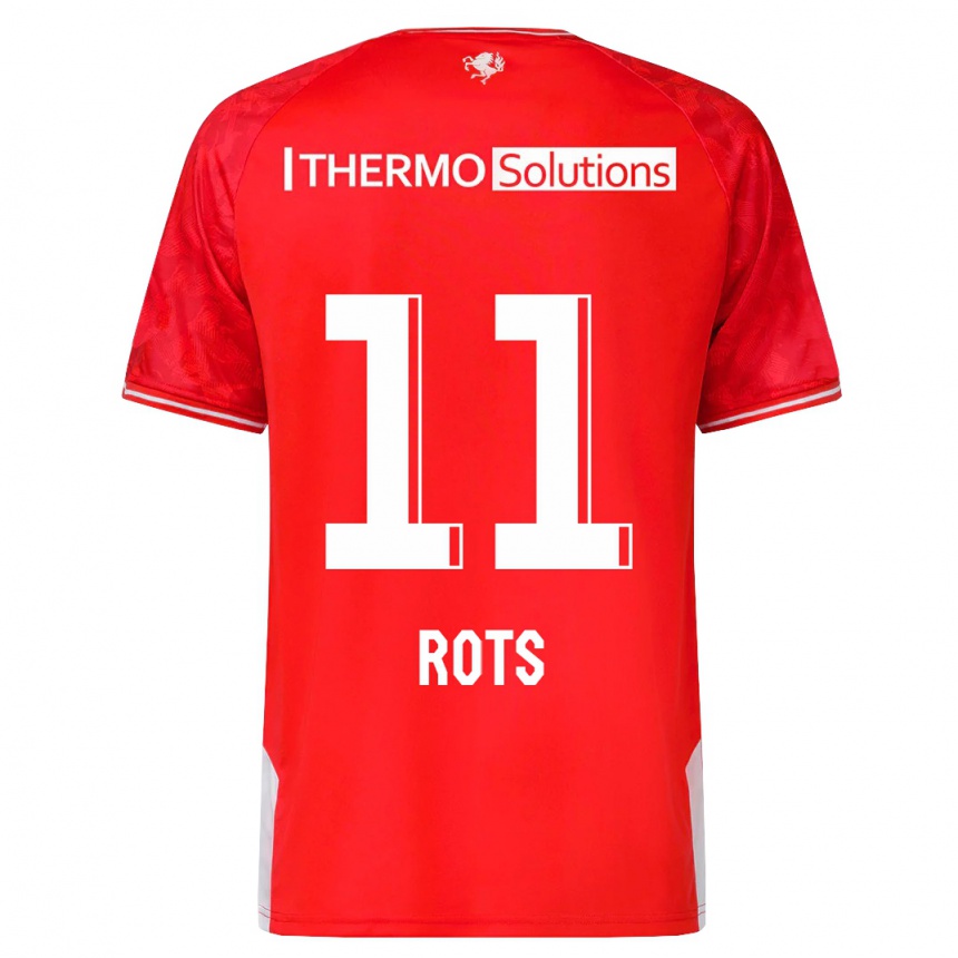 Kids Football Daan Rots #11 Red Home Jersey 2023/24 T-Shirt Canada