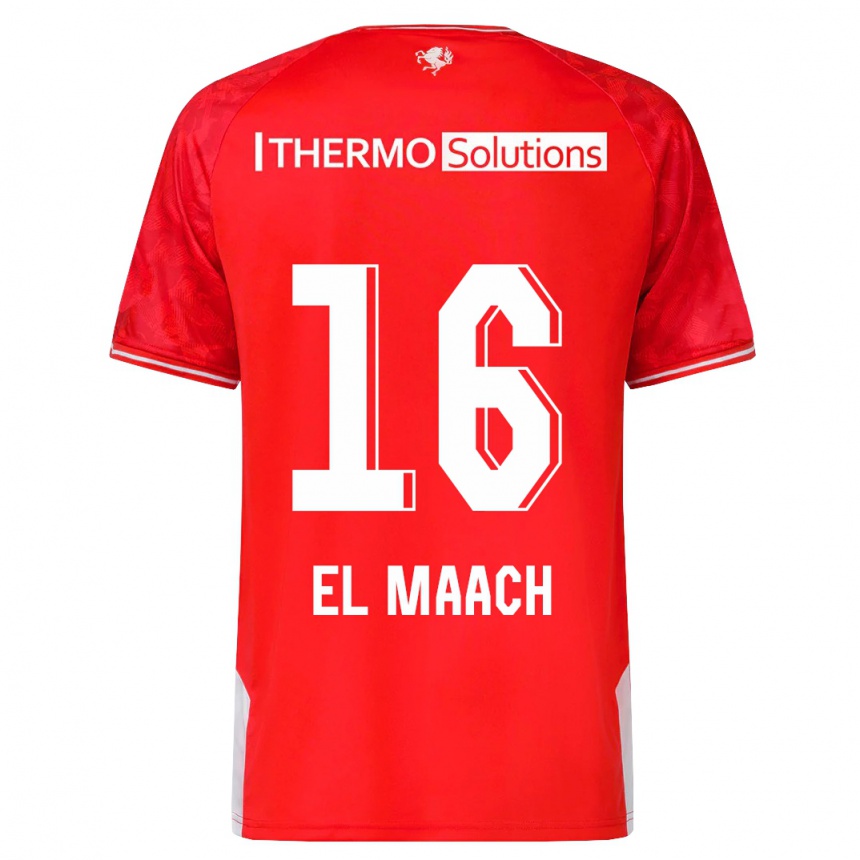 Kids Football Issam El Maach #16 Red Home Jersey 2023/24 T-Shirt Canada