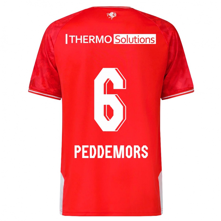 Kids Football Ella Peddemors #6 Red Home Jersey 2023/24 T-Shirt Canada